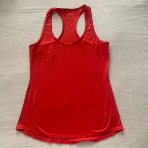 Athleta Tank Top Razorback Blood Orange Stretch Hi Low size XS Super Soft